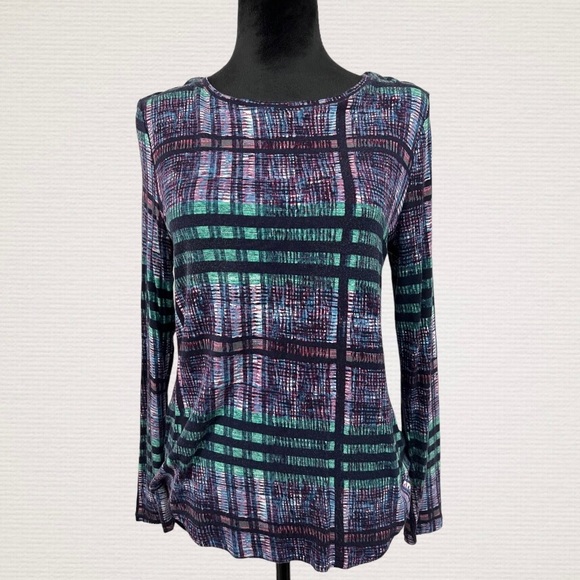 Women’s Small Petite Apt 9 Top Multicolor Tunic Long Sleeve - Picture 4 of 6
